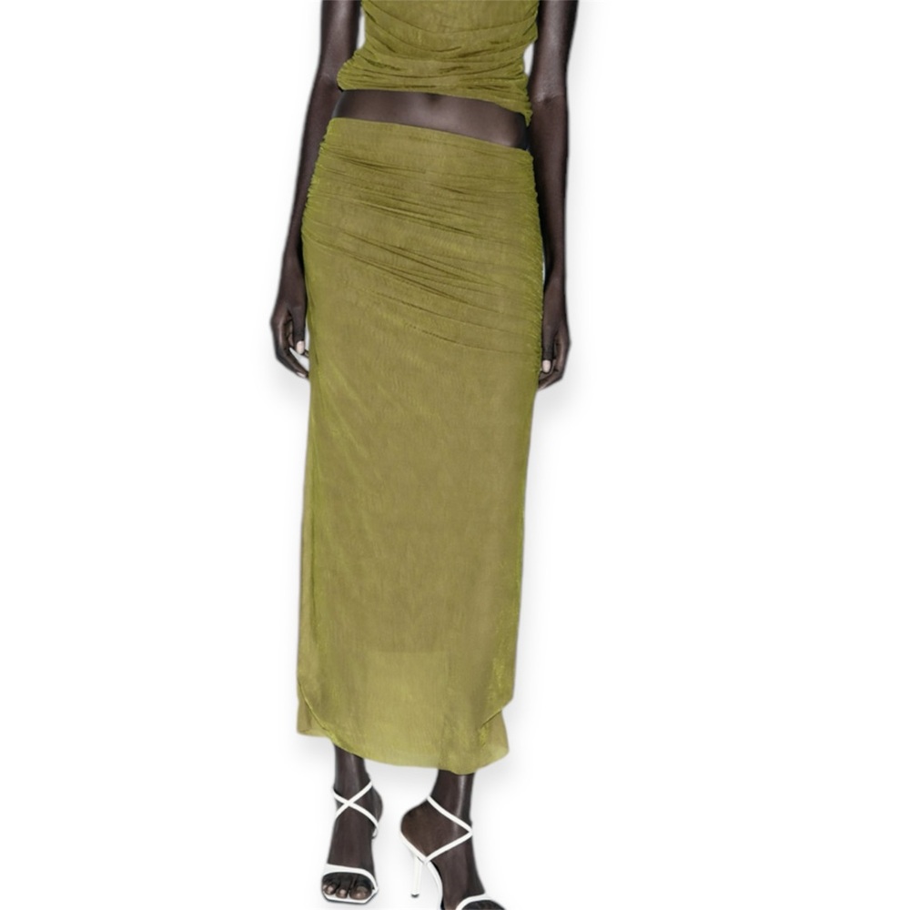 COPY - Zara High Rise Ruched Midi Skirt